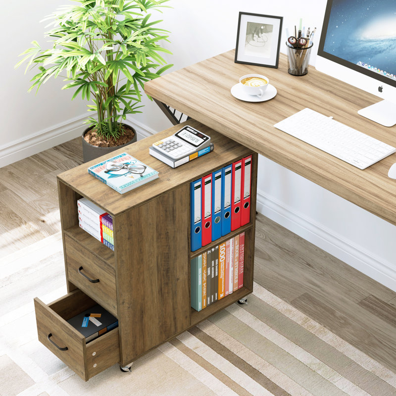 Millwood Pines Bolebroke Side Table with Storage and Wheels, Living Room End Table & Reviews ...